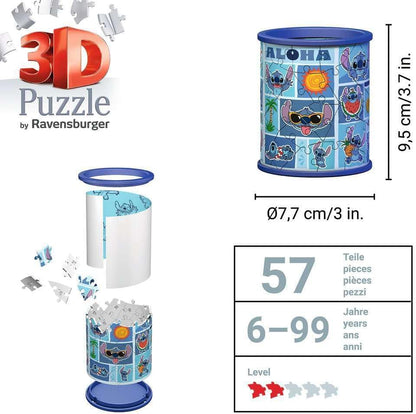 Ravensburger Disney Stitch Pencil Holder 54 piece 3D Jigsaw Puzzle for Adults and Kids Age 6 Years Up - No Glue Required