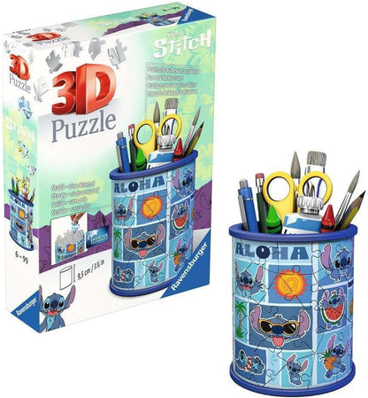Ravensburger Disney Stitch Pencil Holder 54 piece 3D Jigsaw Puzzle for Adults and Kids Age 6 Years Up - No Glue Required