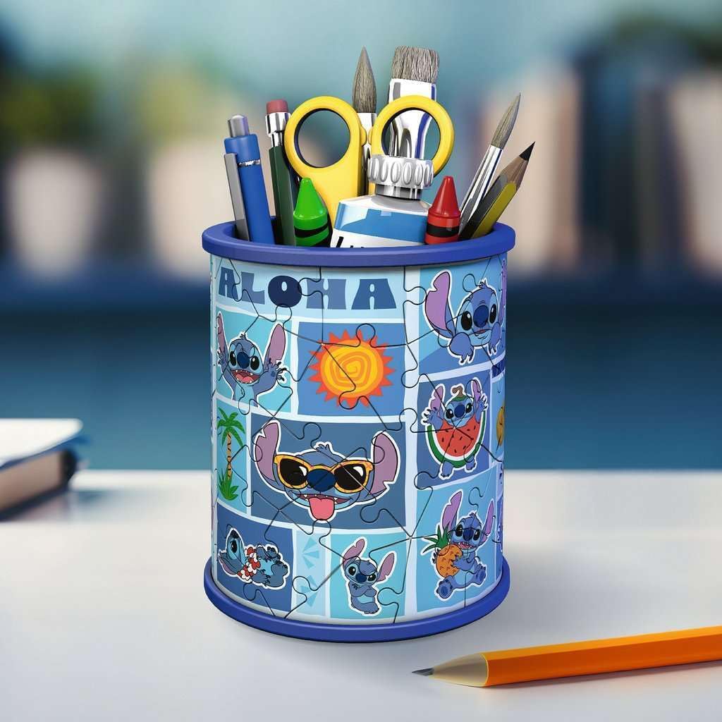 Ravensburger Disney Stitch Pencil Holder 54 piece 3D Jigsaw Puzzle for Adults and Kids Age 6 Years Up - No Glue Required