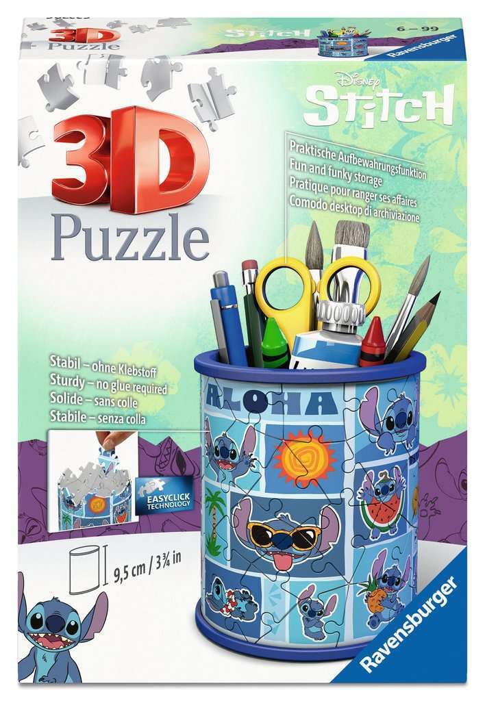 Ravensburger Disney Stitch Pencil Holder 54 piece 3D Jigsaw Puzzle for Adults and Kids Age 6 Years Up - No Glue Required