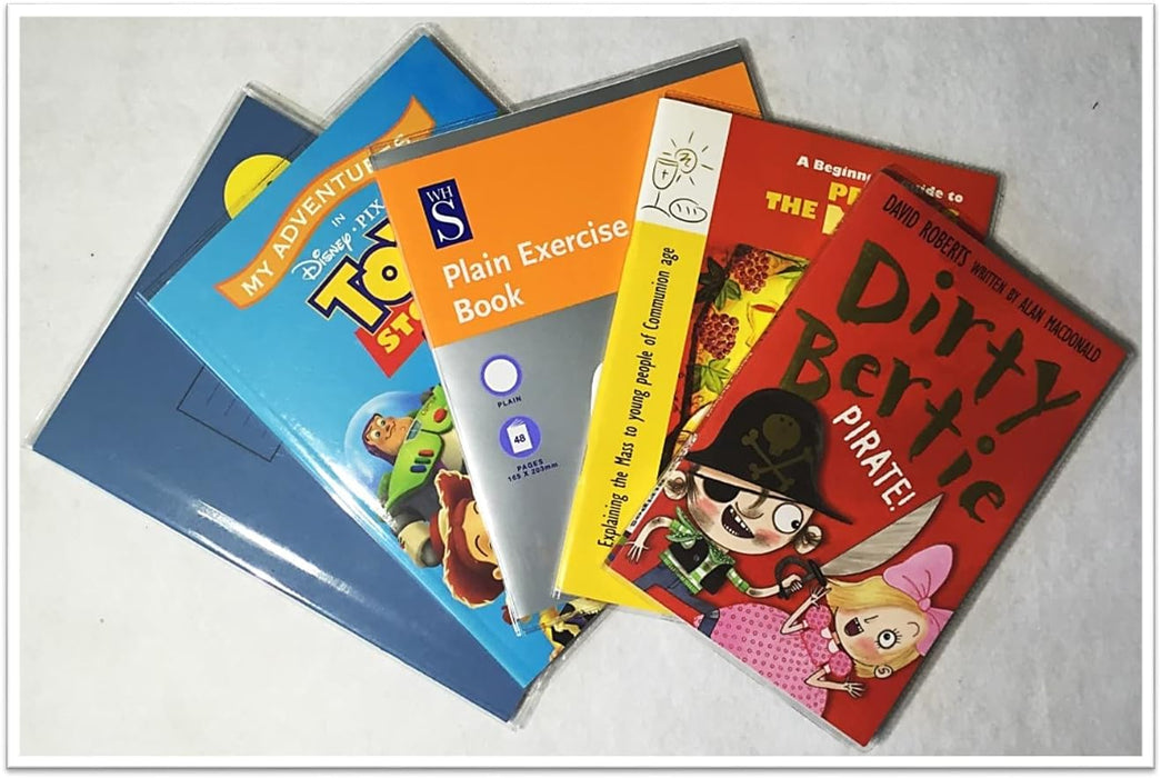 Bright Ideas Clear PVC Book Covers – A4, 250 Micron, PK10 Covers. Thicker and Extra Strong Sturdy Plastic Book Covers. Easy to Clean Plastic and Wipeable Made to Protect School Exercise Books. BI9000.