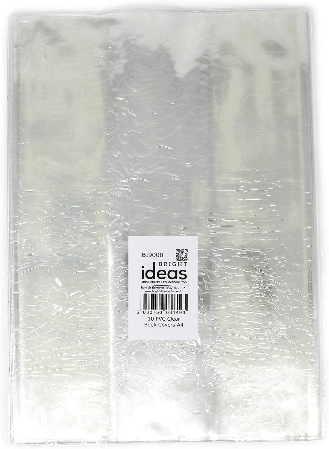 Bright Ideas Clear PVC Book Covers – A4, 250 Micron, PK10 Covers. Thicker and Extra Strong Sturdy Plastic Book Covers. Easy to Clean Plastic and Wipeable Made to Protect School Exercise Books. BI9000.