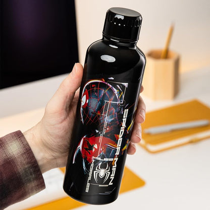 Paladone Miles Morales Spider-Man Metal Water Bottle, Officially Licensed Marvel Superhero 500ml Stainless Steel Insulated Reusable Flask for School, Sports, Work