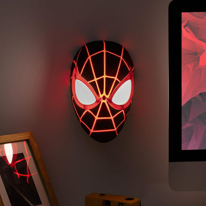 Paladone Miles Morales Spider-Man Mask Light, Wall Mountable or Freestanding LED Lamp, Officially Licensed Marvel Comics Merchandise for Bedrooms, Home and Collectors, Gift Ideas