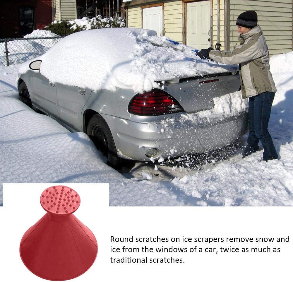 Yunhigh cono a forma di neve raschietto per ghiaccio auto parabrezza neve strumento di rimozione portatile e antigraffio per SUV auto Windows, Style 2 - red