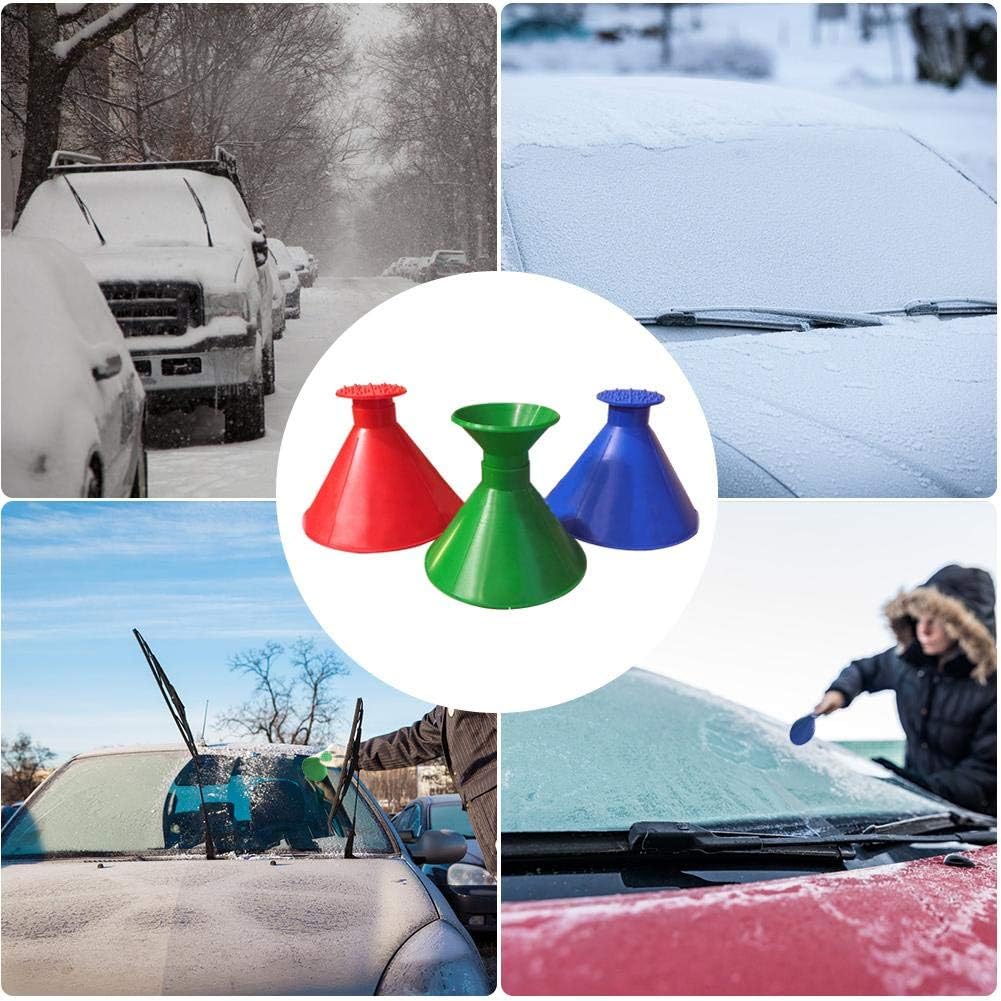 Yunhigh cono a forma di neve raschietto per ghiaccio auto parabrezza neve strumento di rimozione portatile e antigraffio per SUV auto Windows, Style 2 - red
