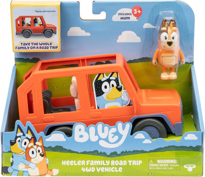 Bluey Heeler Family Road Trip 4WD Vehicle, Includes Articulated Chilli Figure, With Open Roof To Easily Fit 4 Figures Inside, Ideal for all 2.5 Inch Figures (Sold Separately