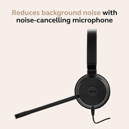 Jabra Evolve 20 Mono Headset – Unified Communication Certified Headphones for VoIP Softphone with Passive Noise Cancellation – USB-C/A – Black
