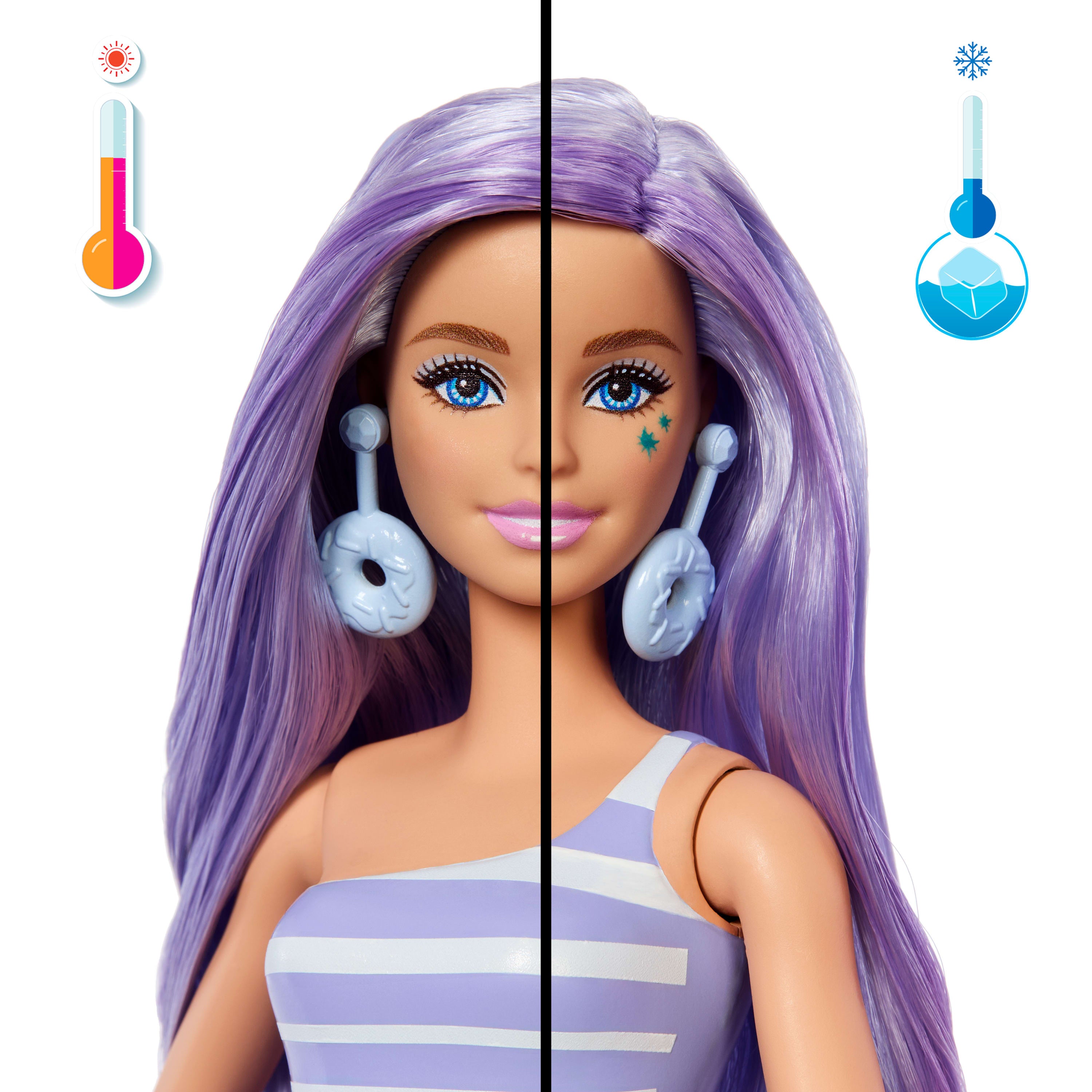 Barbie Pop Reveal Serie Set aus Modepuppe und Zubehör, Treat-Serie, Donut Dreams Design mit Haustier, 8 Überraschungen inklusive Farbwechsel, JFY60