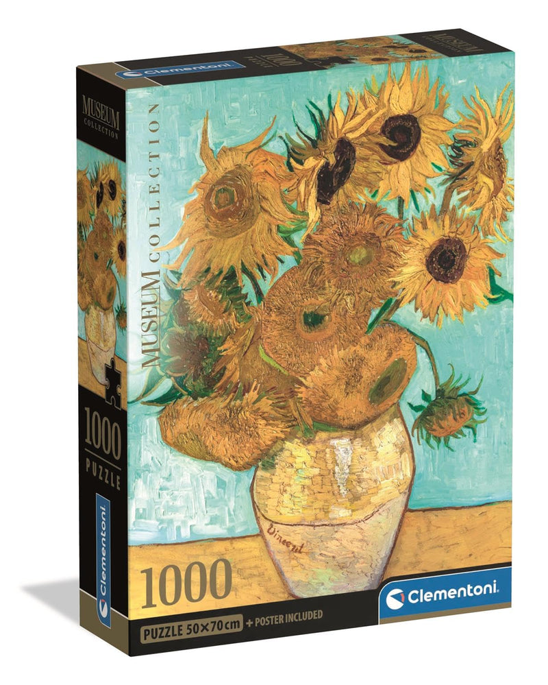 Clementoni Puzzle Museum Sunflower 1000 Stücke, Compact Box - Puzzle für Erwachsene 14-99 Jahre, Geschenk für Mann und Frau, Made in Italy, 39966
