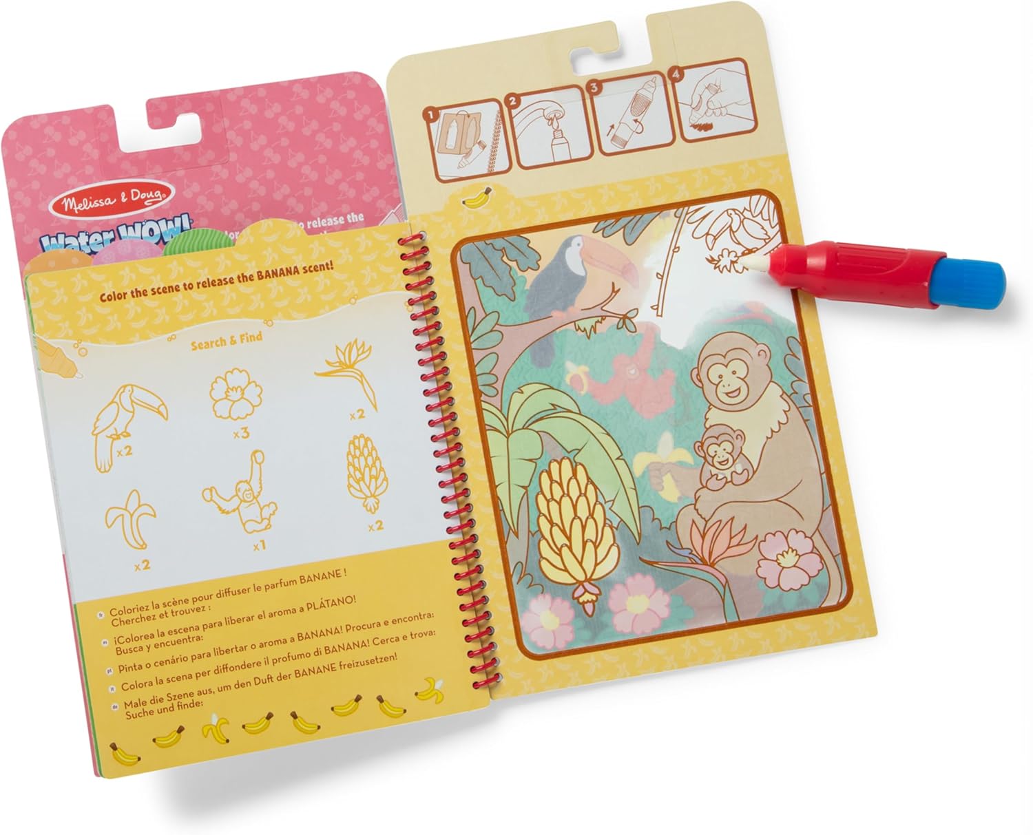 Melissa & Doug Scented Water WOW Age 3+ Reusable Water-Reveal Colouring Activity Pad Travel Toy – Fruit
