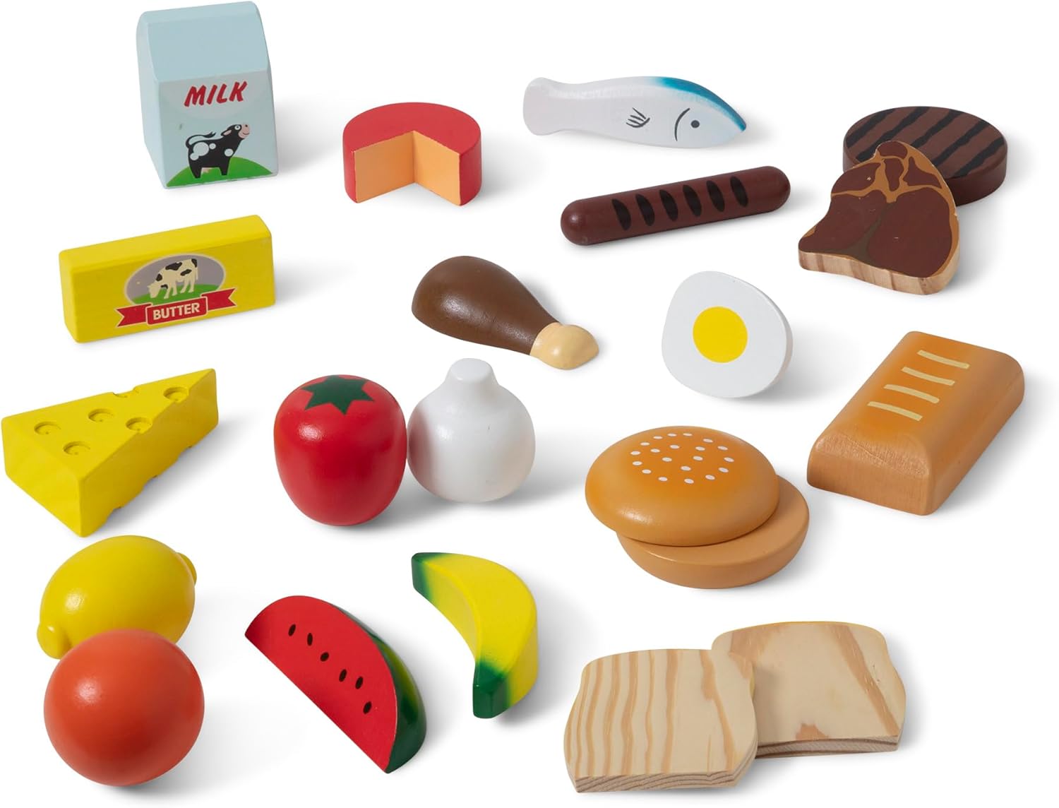 Melissa & Doug Food Groups - Wooden Play Food, The Original (Pretend Play, 21 Hand-Painted Wooden Pieces and 4 Crates, Gift for Girls and Boys - Best for 3, 4, 5, and 6 Year Olds)
