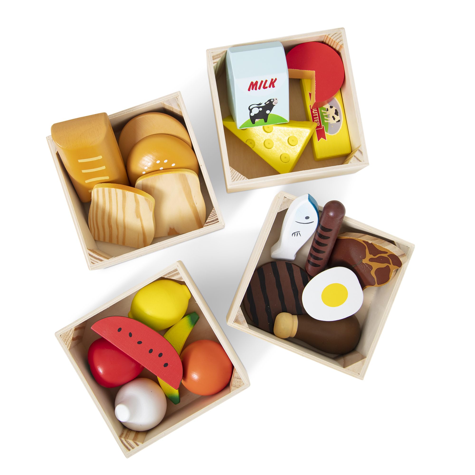 Melissa & Doug Food Groups - Wooden Play Food, The Original (Pretend Play, 21 Hand-Painted Wooden Pieces and 4 Crates, Gift for Girls and Boys - Best for 3, 4, 5, and 6 Year Olds)