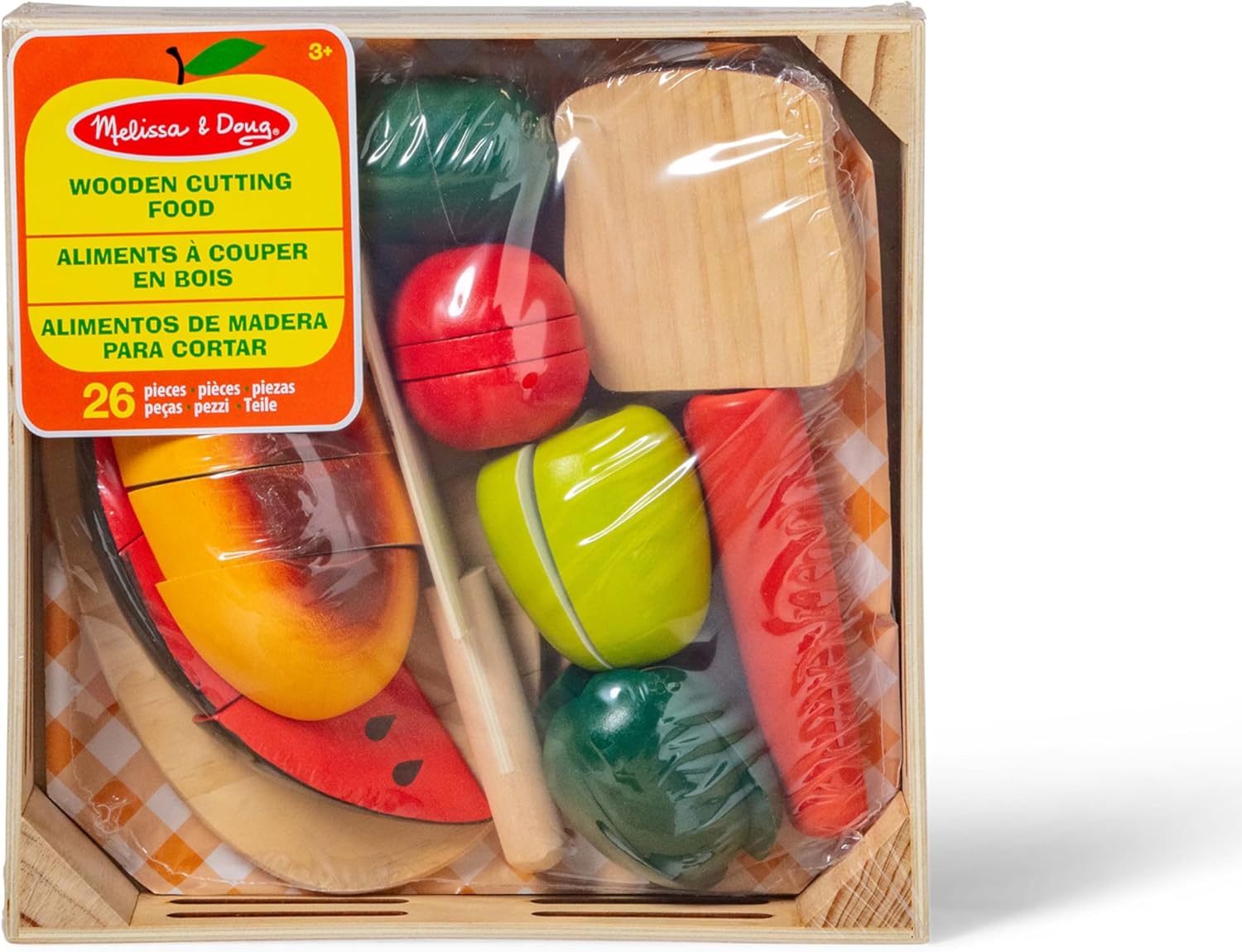 Melissa & Doug Schneiden von Essen aus Holz | Fantasiespiel | Essensspiel | 3+ | Geschenk für Jungen oder Mädchen, 487, Mehrfarben, Cutting food