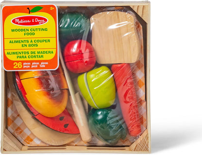 Melissa & Doug Schneiden von Essen aus Holz | Fantasiespiel | Essensspiel | 3+ | Geschenk für Jungen oder Mädchen, 487, Mehrfarben, Cutting food