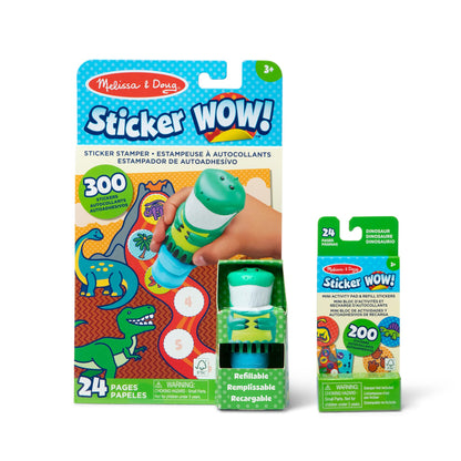Melissa & Doug Sticker Wow Dinosaurier Stickerstempel und Block - mit 300 Stickern, Aufkleberstempel und 24-seitigem Beschäftigungsblock, für spielerisches Lernen, für Kinder ab 3 Jahren