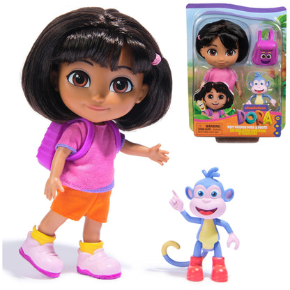 Dora, Best Friends Dora & Boots Set, 15.2-cm Doll with Clothes, Backpack and Boots Toy Figure, Kids Toys for Girls and Boys Ages 3 and Up