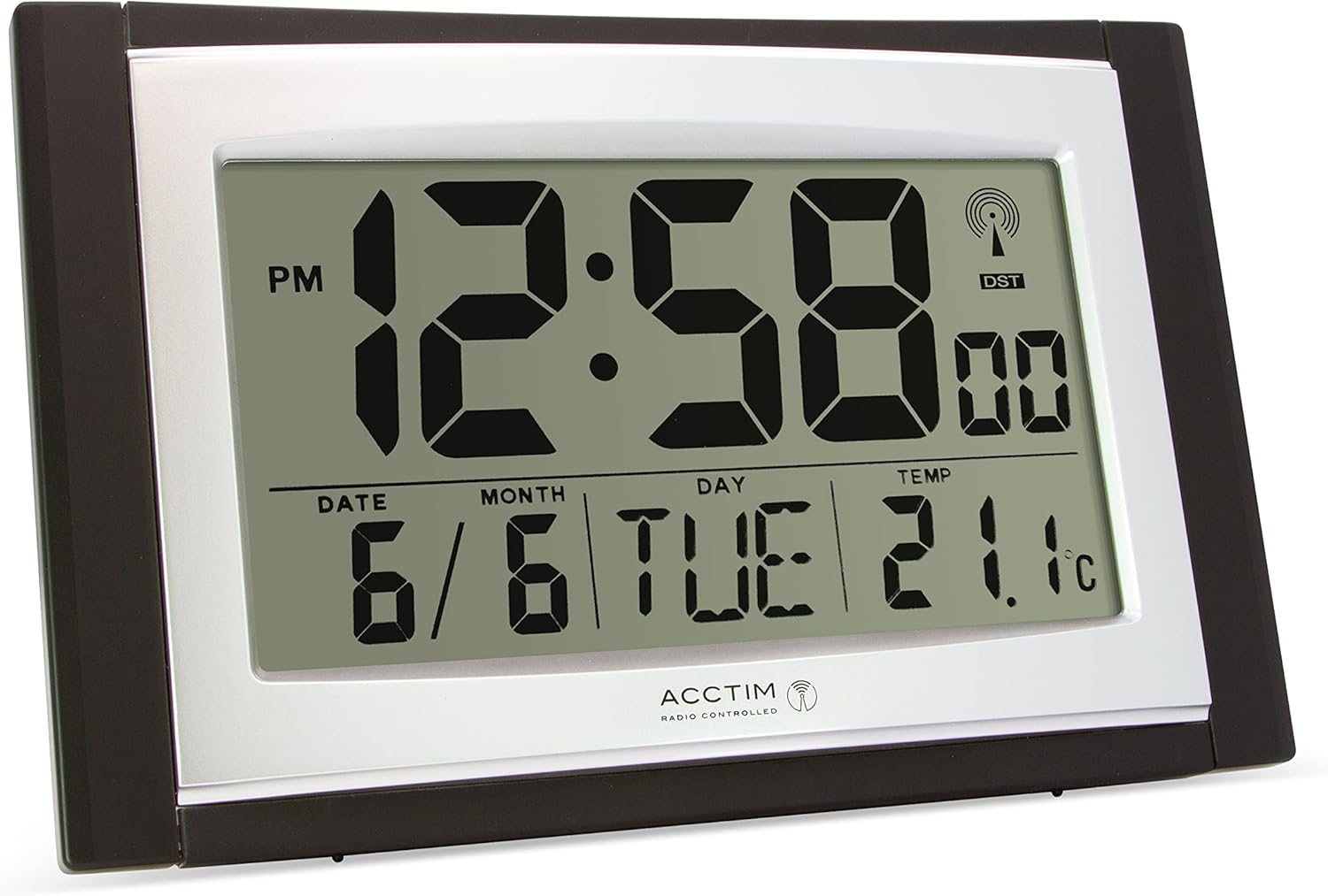 Acctim Wall Desk Clock, Black, Large Display