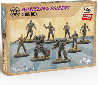 Modiphius Entertainment: Fallout: Miniatures - Wasteland Raiders Core Box - 8 Plastic 32mm Figures & Bases, Unpainted & Unassembled, Tabletop RPG Set