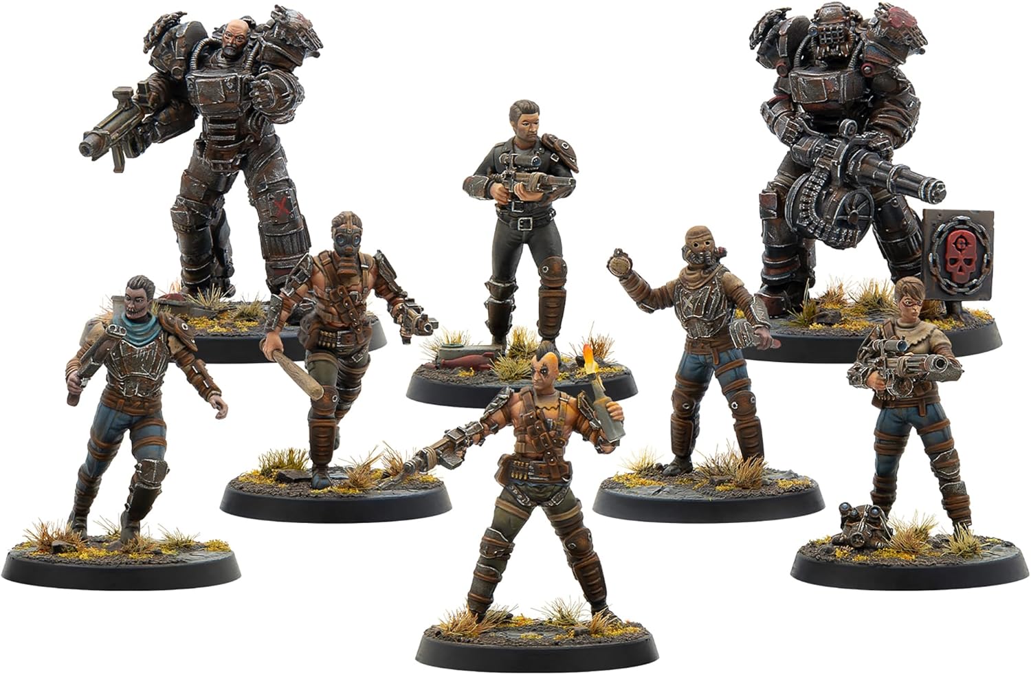 Modiphius Entertainment: Fallout: Miniatures - Wasteland Raiders Core Box - 8 Plastic 32mm Figures & Bases, Unpainted & Unassembled, Tabletop RPG Set