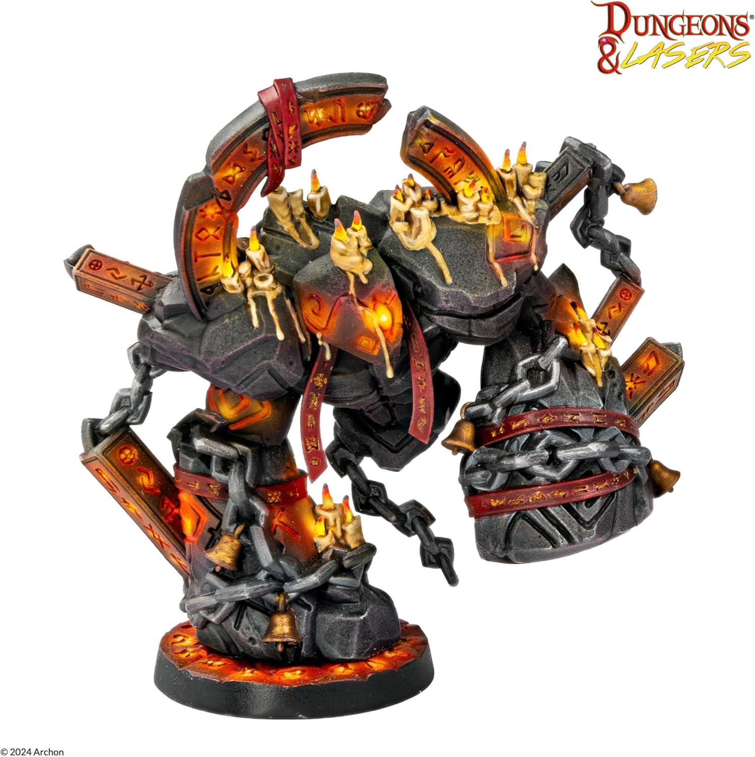 Dungeons & Lasers Runic Golems Eternal Guardians Large DND Miniatures - 2 Large Models for RPG Games - Unpainted, Unassembled - for 14+ Years
