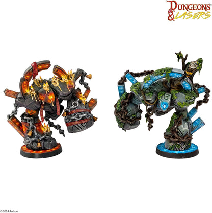 Dungeons & Lasers Runic Golems Eternal Guardians Large DND Miniatures - 2 Large Models for RPG Games - Unpainted, Unassembled - for 14+ Years
