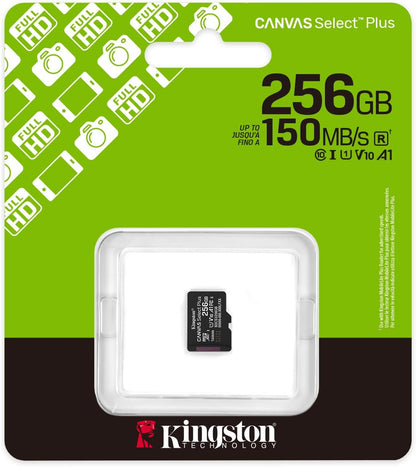 Kingston Canvas Select Plus microSD Memory Card 256GB micSDXC Gen3 150R A1 Single Pack w/o ADP - SDCS3/256GBSP
