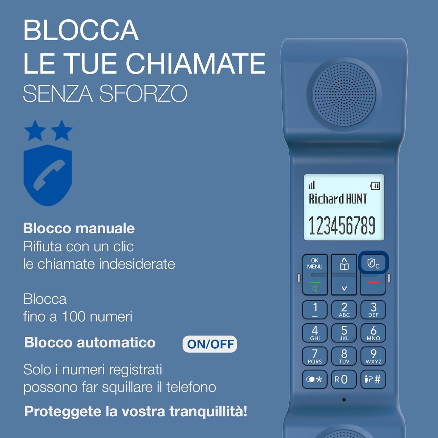 ALCATEL ePure Iconic -Telefono fisso cordless DECT - Design vintage - Grande display grafico ad alta leggibilità - Vivavoce - Funzione blocco chiamate - Blu