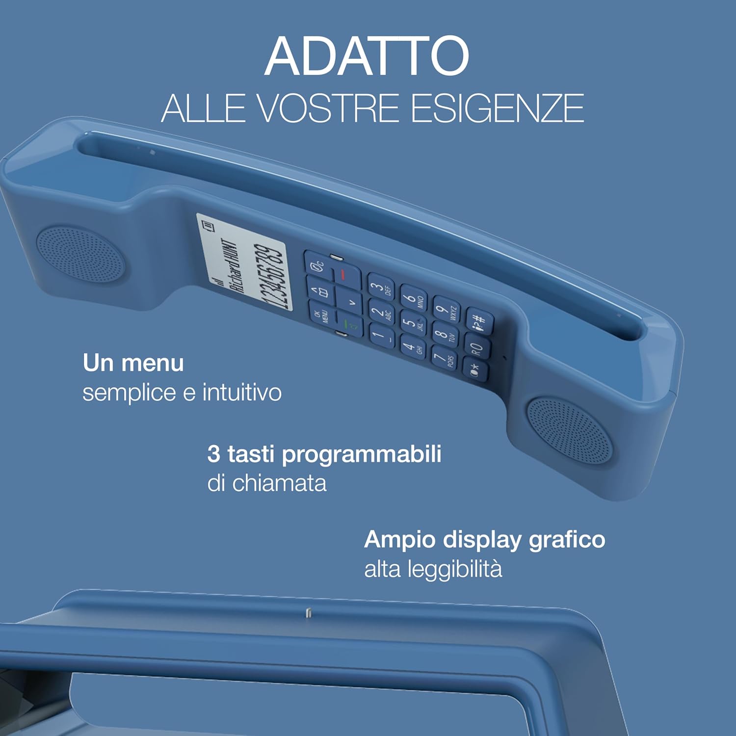 ALCATEL ePure Iconic -Telefono fisso cordless DECT - Design vintage - Grande display grafico ad alta leggibilità - Vivavoce - Funzione blocco chiamate - Blu