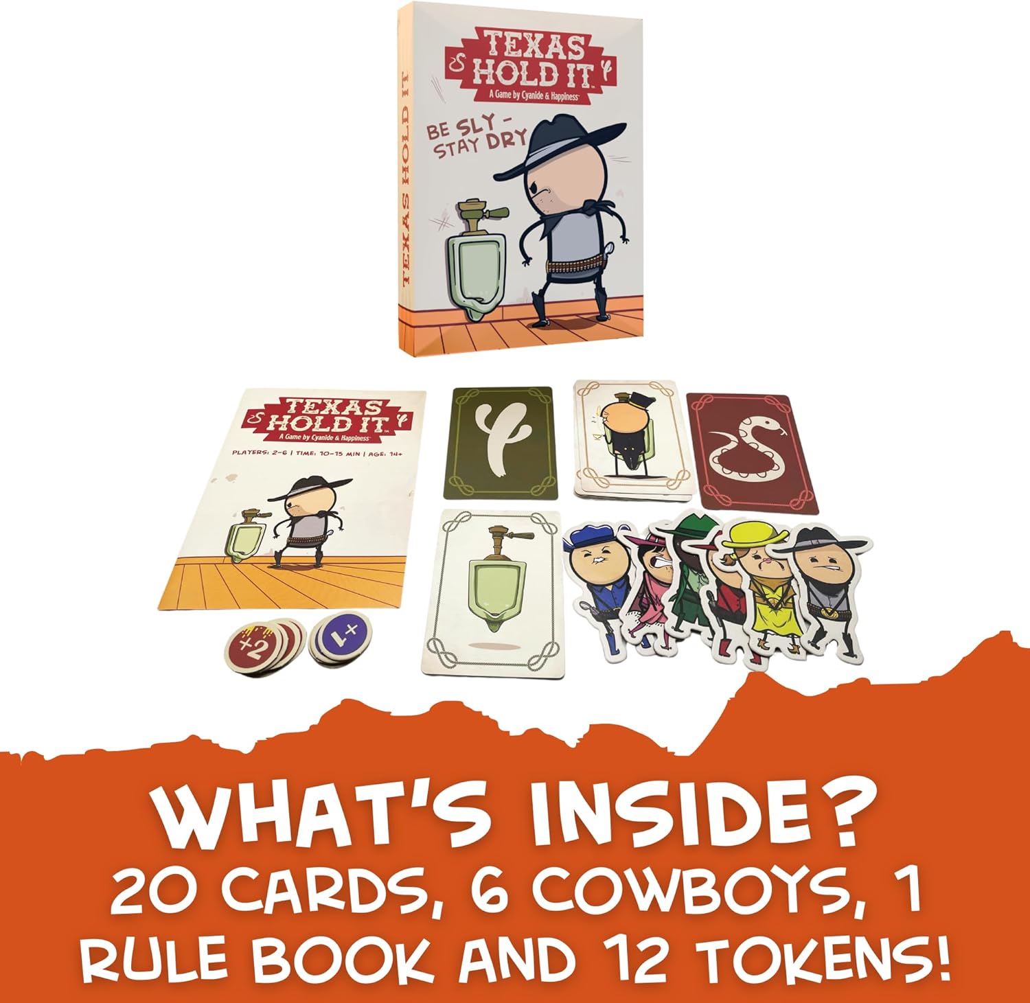 Joking Hazard Texas Age 10+ Hold It Card Game - Wild West Bathroom Card Game by Cyanide & Happiness - Push Your Luck Party Game for 2-6 Players | Hilarious Fun for Game Night