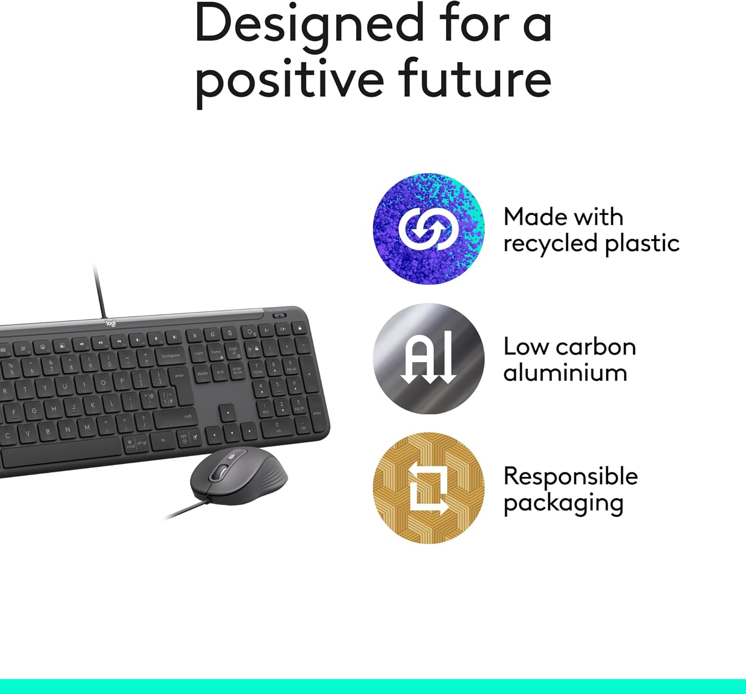 Logitech Signature Slim Wired Combo MK620 for Business, Optical Wired Mouse, Full-Size Keyboard, USB-C Plug-and-Play, Windows/Mac/Chrome/PC/laptops, QWERTY UK English Layout - Graphite