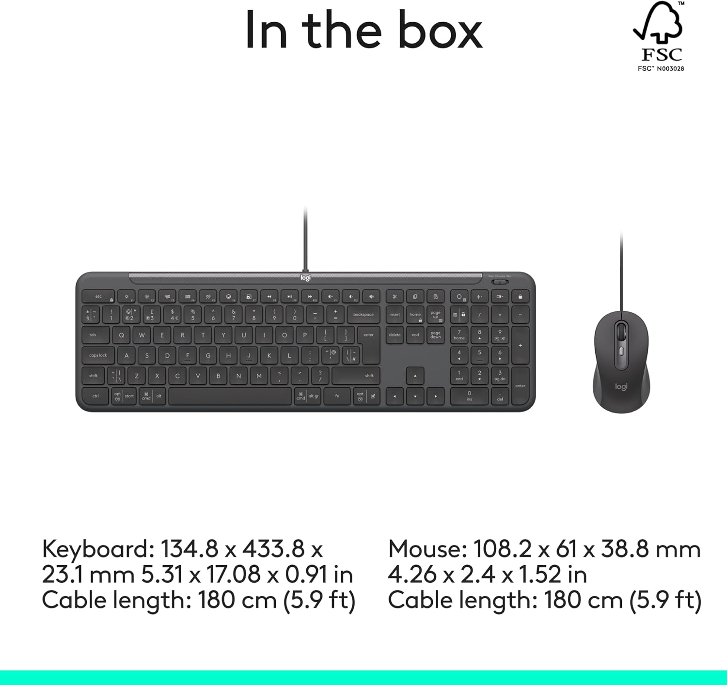 Logitech Signature Slim Wired Combo MK620 for Business, Optical Wired Mouse, Full-Size Keyboard, USB-C Plug-and-Play, Windows/Mac/Chrome/PC/laptops, QWERTY UK English Layout - Graphite
