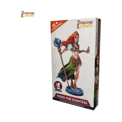 Dungeons & Lasers: Ygrid The Giantess - 1 Miniature with Scenic Base - DND Figurine for Tabletop RPG Games 5E Compatible - Large Scale Unpainted and Unassembled - Ages 14+