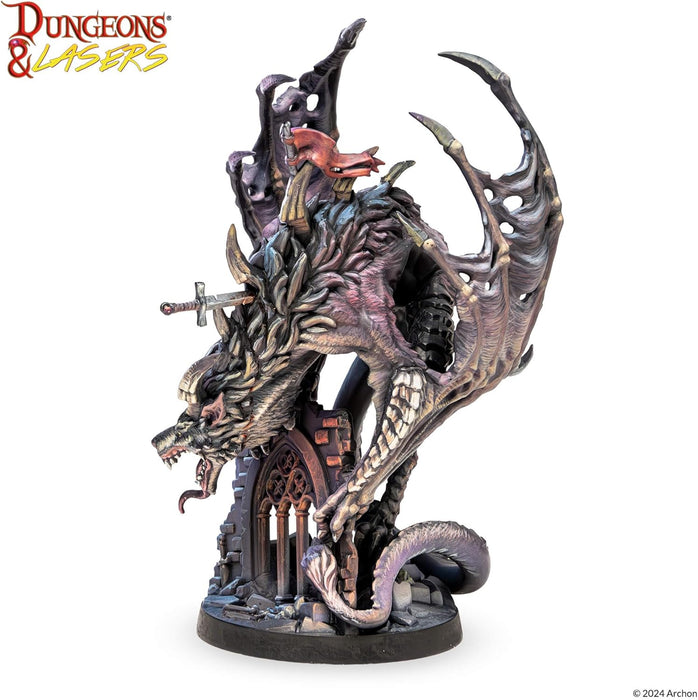 Dungeons & Lasers Wolfrake Dragon Miniature - 4.4" Tall Figure (113mm) with Scenic Base - 5E Compatible for DND and Tabletop RPG Games - Highly Detailed, Unassembled, Unpainted - for Ages 14 Years +