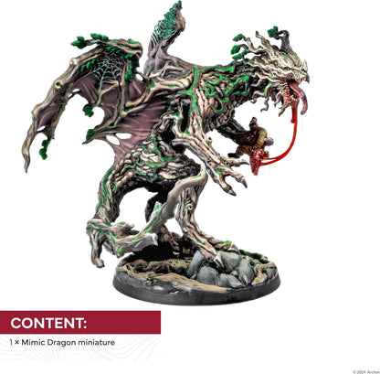Dungeons & Lasers Mimic Dragon Miniature Figure - Tall 5" Height with Scenic Base - 5E Compatible for use with DND and Tabletop RPG Games - Highly Detailed and Unpainted