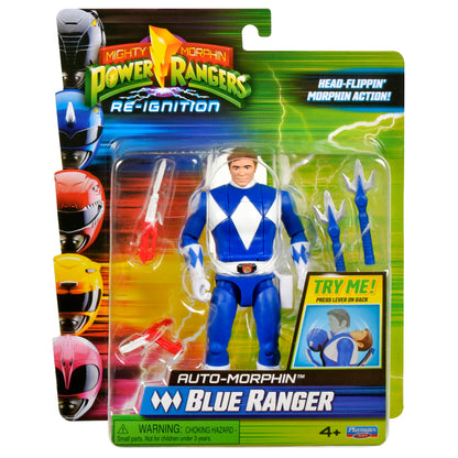 Power Rangers Mighty Morphin Auto-Morphin Blue Ranger Action Figure