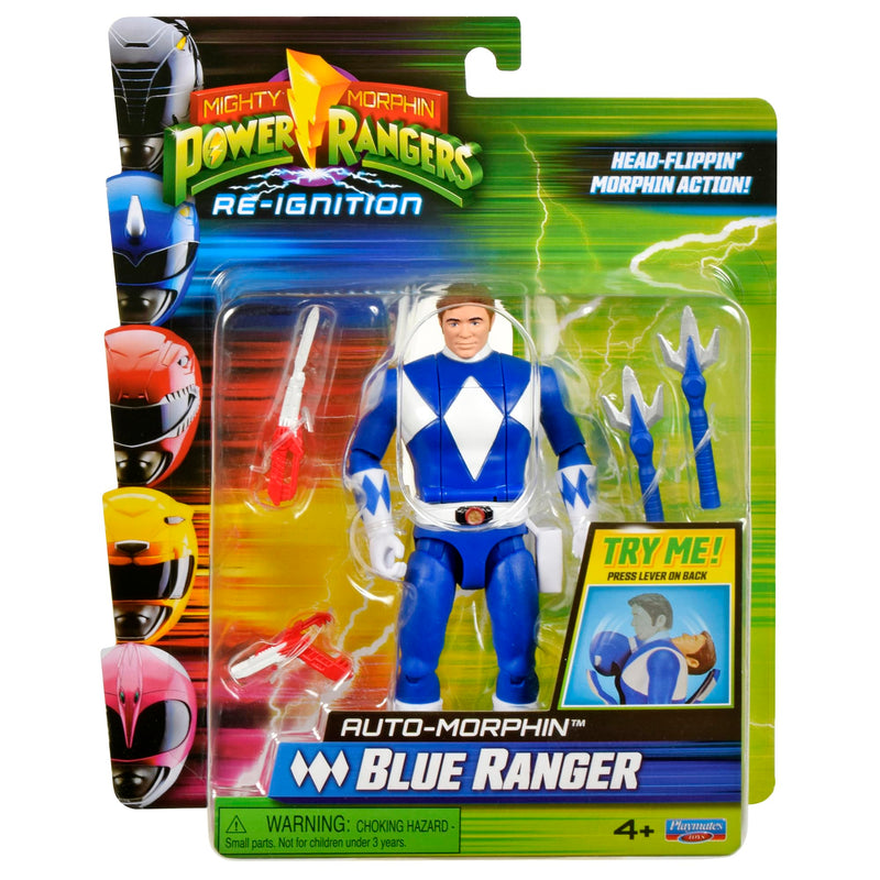 Power Rangers Mighty Morphin Auto-Morphin Blue Ranger Action Figure