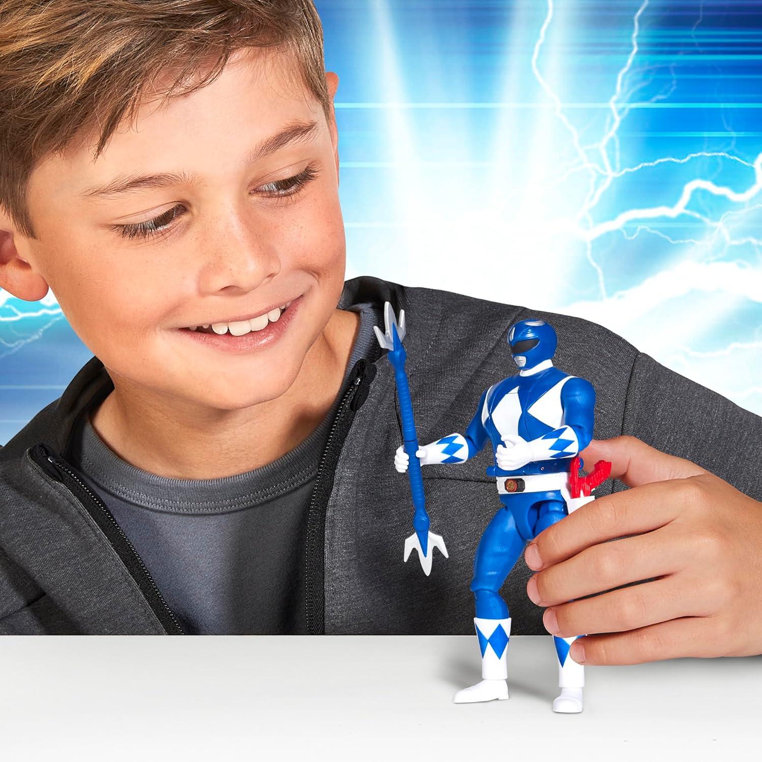 Power Rangers Mighty Morphin Auto-Morphin Blue Ranger Action Figure