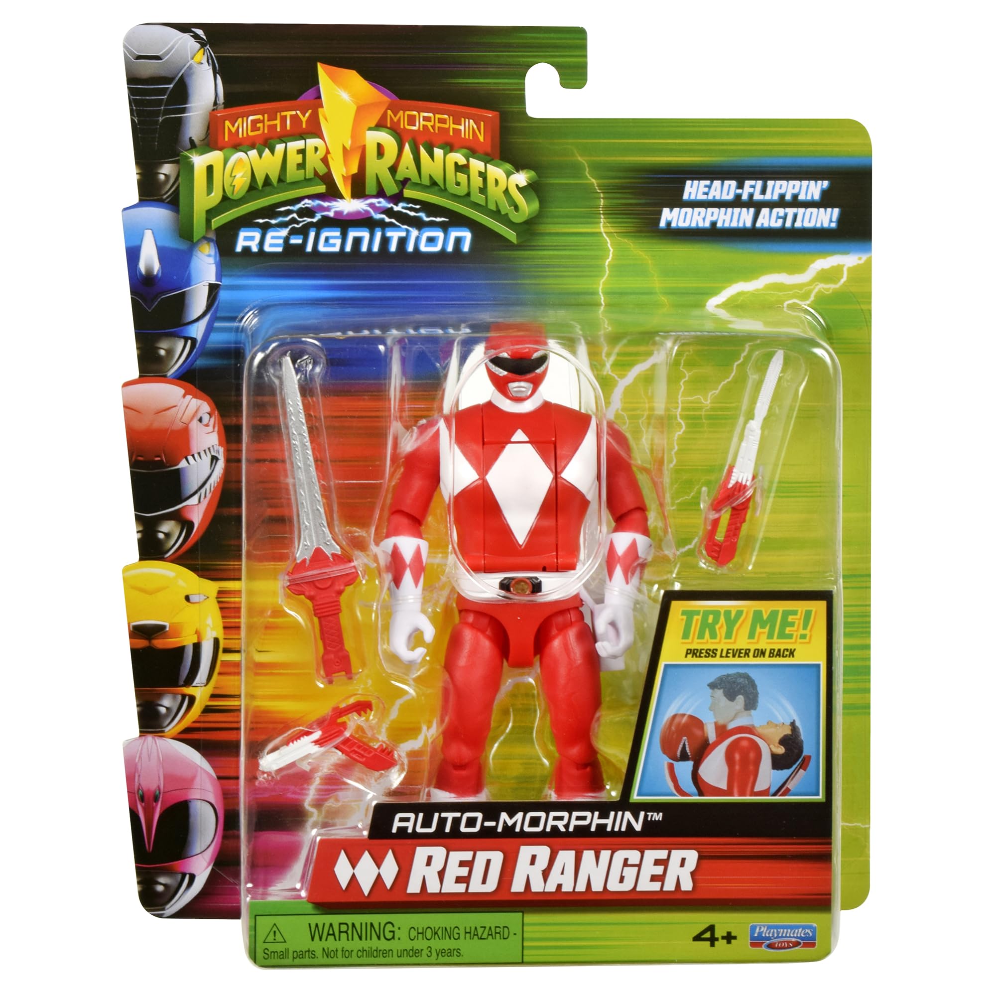 Power Rangers Mighty Morphin Auto-Morphin Red Ranger Action Figure, 9"