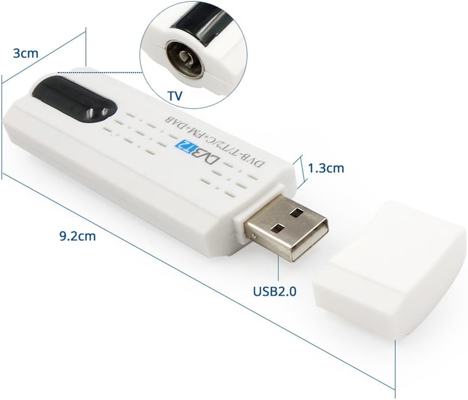 Reround USB 2.0 Digital DVB-T / T2 SDR + Dab + FM Receiver for HDTV TV Tuner