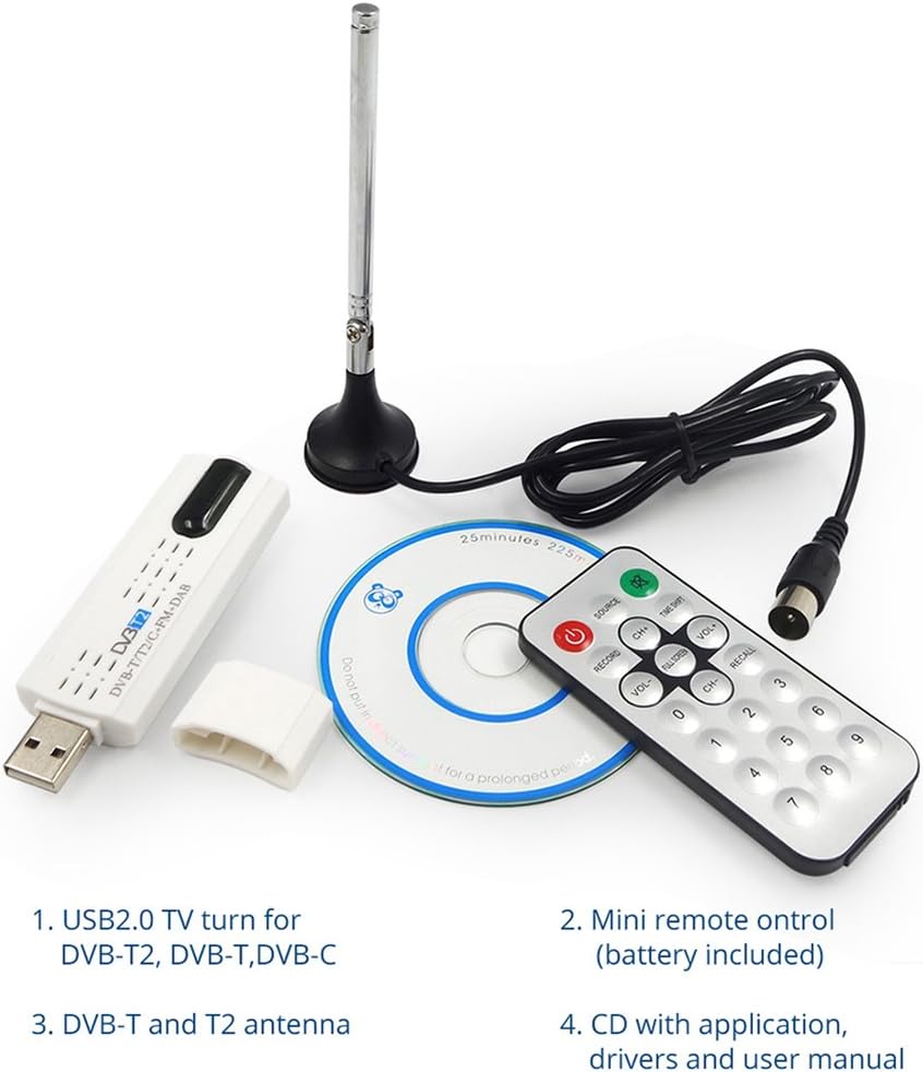 Reround USB 2.0 Digital DVB-T / T2 SDR + Dab + FM Receiver for HDTV TV Tuner