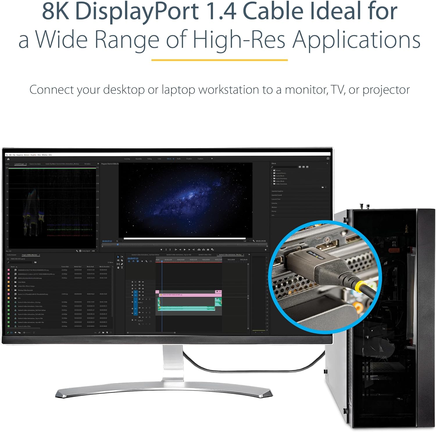 StarTech.com Cavo DisplayPort 1.4 da 30 cm, 8K 60Hz HDR10, 4K 120Hz UHD Video, cavetto DP 1.4 M/M