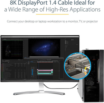 StarTech.com Cavo DisplayPort 1.4 da 30 cm, 8K 60Hz HDR10, 4K 120Hz UHD Video, cavetto DP 1.4 M/M