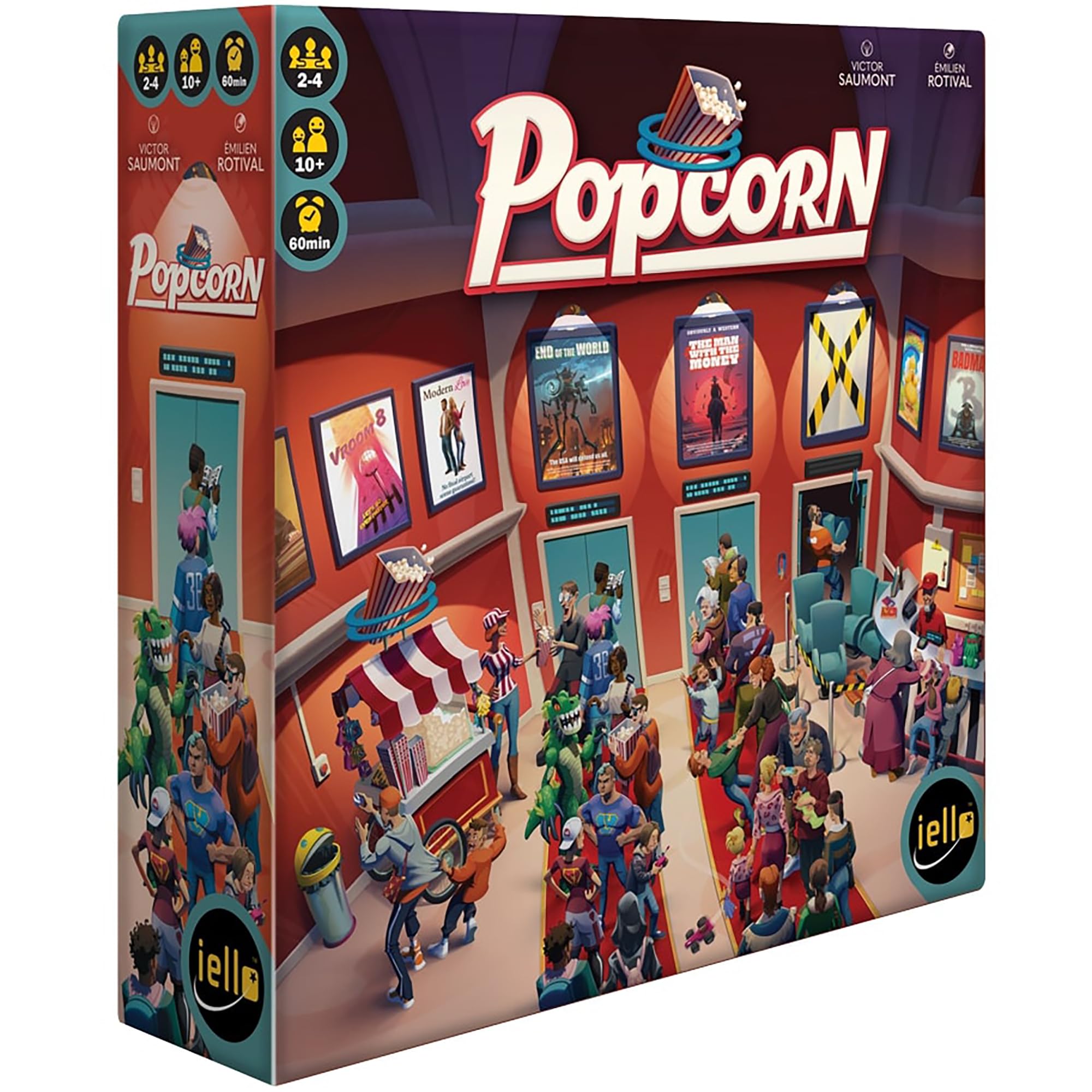 IELLO: Popcorn - Bag-Building & Placement Board Game, Manage A Movie Theater, Attract Cinema Guests, Competitive Play, Family Ages 10+, 2-4 Players