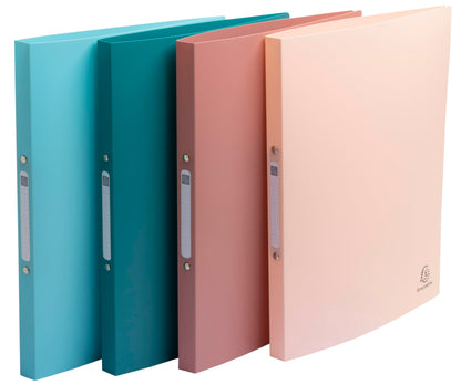Exacompta - Ref 54270E - Pack of 4 Skandi Soft Binders - Recycled PP - 2 Round Rings - 20mm Spine - External Size: 32x25cm - File Format A4-4 Assorted Colours