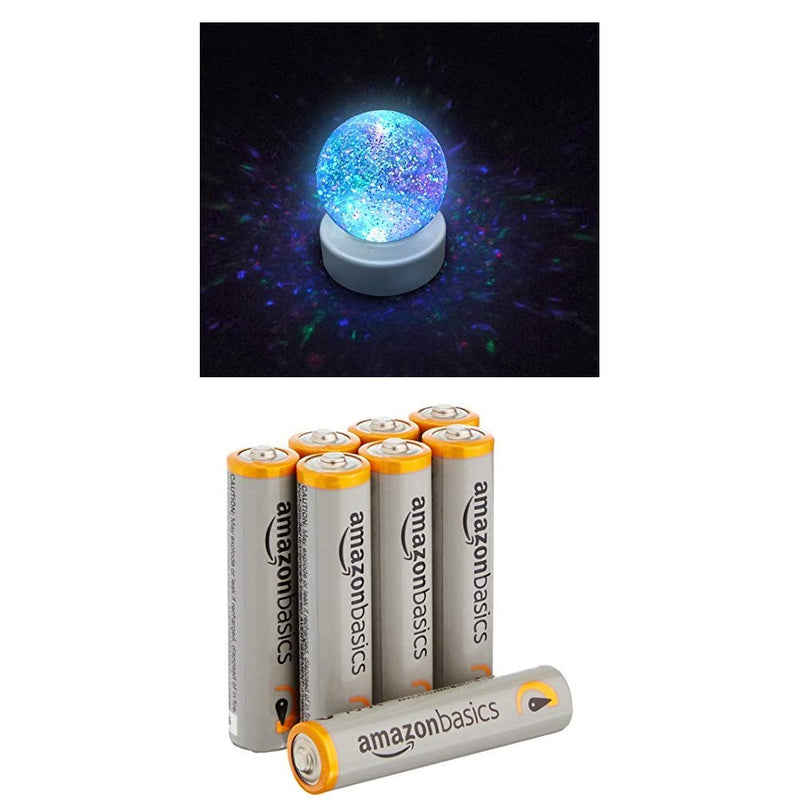 Playlearn SWGB Glitter Ball snow globe with LED color changing Mood Light with Amazon Basics Batteries