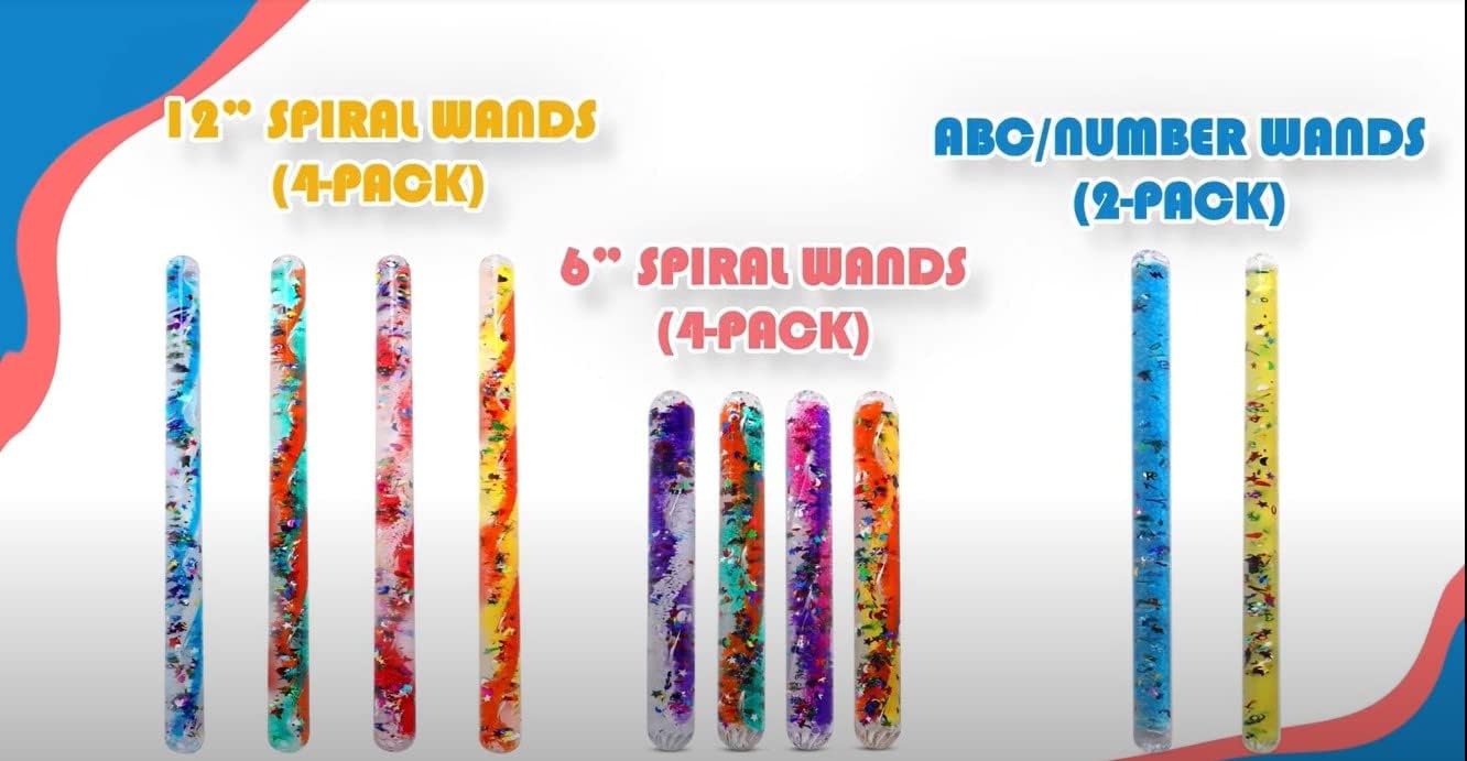 Playlearn SMGT4 Sensory Small Clear Durable Tubes Age 3+ in Shatter-Proof Plastic Filled with Swirling Liquid and Glitter in Bright Colours, Multicolor, Medium