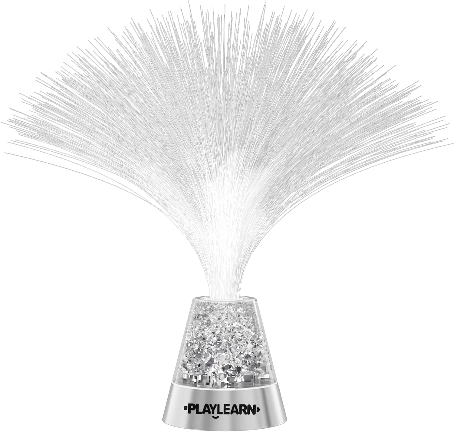 Playlearn Fibre Optic Colour Changing Lamp, Crystal Filled Base - 4 Colours Battery Operated, For Kids, Adults - 13 Inch Mood Novelty Lamp Bedroom or Table Decoration