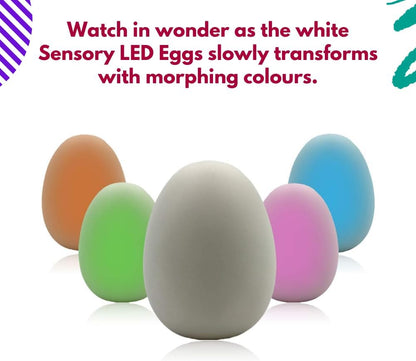 Playlearn Colour Changing Small Nightlight Eggs, Multicolour Luminous Flux LED Mood Lighting for Living Room, Kid's Bedroom Bedside, Nursery, Bathroom, Sensory Lights, Battery Powered Pack of 4