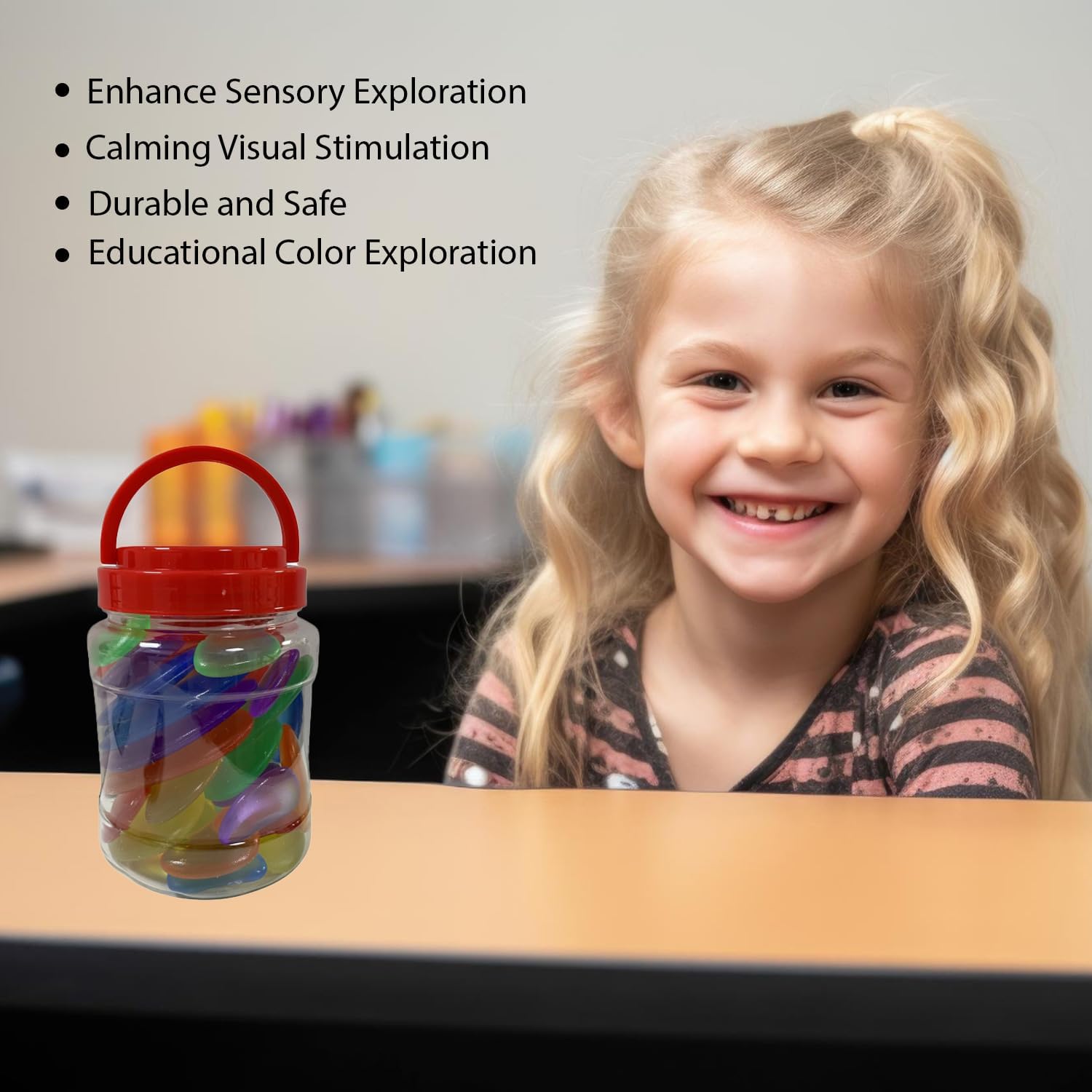Playlearn Rainbow Stacking Stones Sensory Fidget (30 pcs) - Color Mixing, Light Table Add-On, Water Play, Kid-Safe Acrylic Pebbles